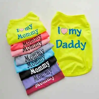 I Love My Daddy/mommy Pet Breathable Vest For Dog Cat Summer Party Puppy Kitten • £2.96