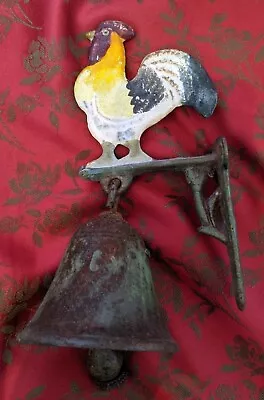 Vintage Cast Iron Bell Chicken Rooster Farm Country Wall Mount • £7.99
