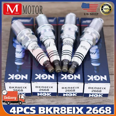 Set Of 4 NGK BKR8EIX 2668 Iridium Spark Plugs Racing Colder Genuine USA • $15.45