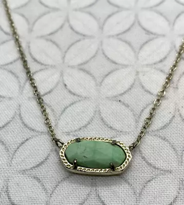 Vintage Kendra Scott Elisa Necklace Mint Green Gold Tone Older Style Well Used • $27