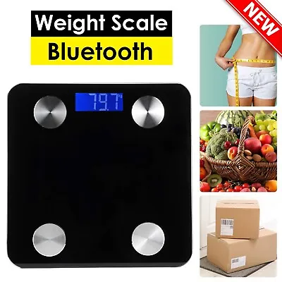 Wireless Digital Bathroom Body Fat Scale Bluetooth Scales 180KG Weight BMI Water • $29.99