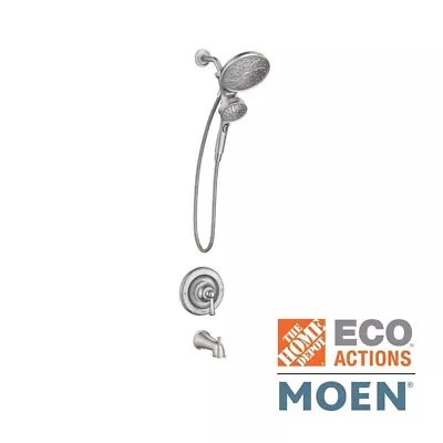 Brecklyn Single Handle 6-Spray Tub Shower Faucet In SR Brushed Nickel By MOEN • $99