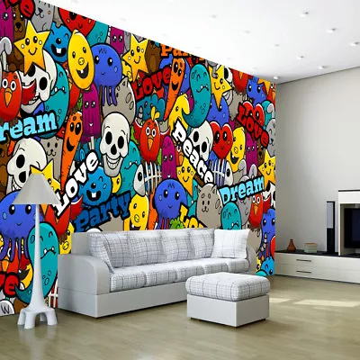 Graffiti Wallpaper Mural Photo Wall Sticker Boob Home Boy Teen Room Poster Decor • £49.99