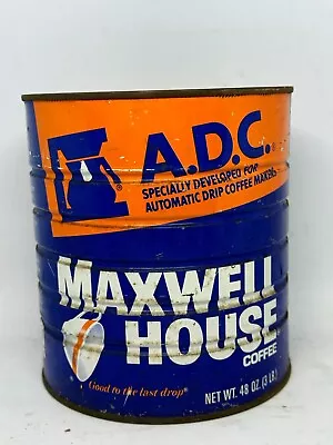 Vintage 1972 Maxwell House Coffee Can Tin 48oz ADC Maker Orange And Blue Can • $27.99