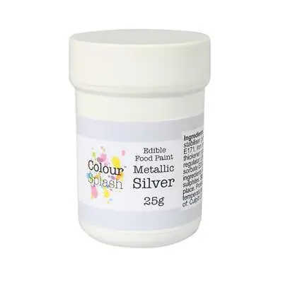 Edible Food Colouring Splash Paint Metallic Silver Cake Decorating Sugarcraft • £6.86