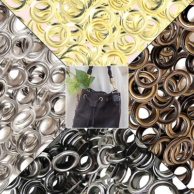 100pc Brass Eyelet Rings Set 2mm-12mm Metal Grommet Leathercraft Bags Belt Craft • £3.85