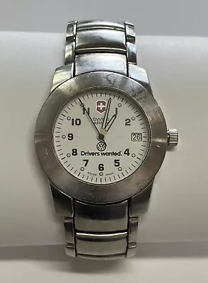 Swiss Army Mens Quartz Watch VW Drivers Wanted Stainless Parts Repair • $39.99