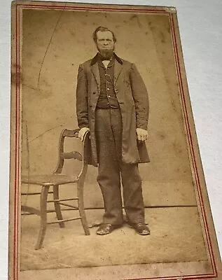 Antique American Civil War Era Victorian Man! Wakefield Rhode Island CDV Photo! • $14.99