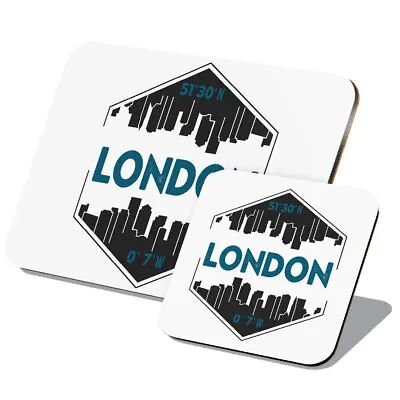 1 Placemat & 1 Coaster Set London England UK City GB Skyline #58880 • £14.99