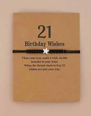 Birthday Wish Bracelet Gift Card 21st For Him / Her Wishing Rope Bracelet UK • £4.49