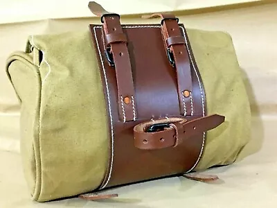 New Made Vintage Swiss Army Bicycle Handlebar Bag Pouch CANVAS & LEATHER Gift U • $41.99