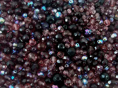 Czech Glass Bead Purple/Amethyst 50g Mix Jewellery DIY Jewelry FREE POSTAGE • $5.90