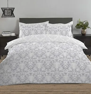 NightComfort Percale Damask Pattern Duvet Cover Set • £17