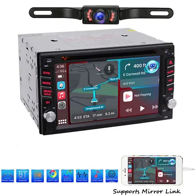 Double 2Din 6.2  Car Stereo DVD Player GPS Navigator With Map Bluetooth FM Radio • $124.90