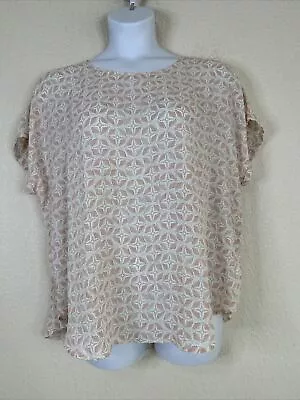 NWT Maurices Womens Plus Size 1X Pink Mosaic Scoop Top Cap Sleeve • $18.36