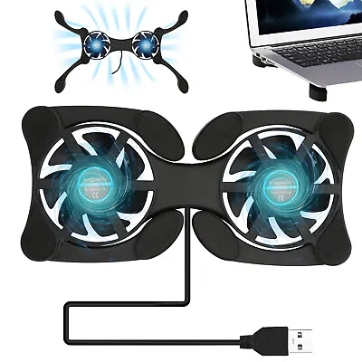 USB Cooling Fan Pad 2 Foldable Quiet Slim Cooler Fans Stand For Laptop Notebook • $8.98
