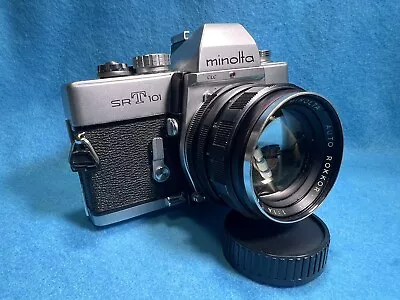 MINOLTA SRT 101 35mm SLR Film Camera  Auto Rokkor 58mm F1.4 Set • $35.99