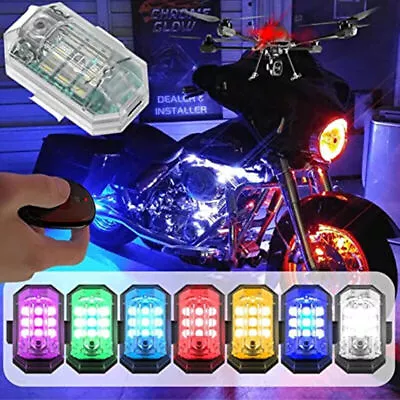 7 Colors Rechargeable Wireless LED Strobe Light For Motorcycle Car Bike Scooter • $11.88