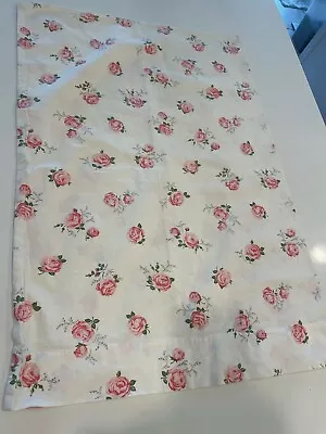 Vintage Cotton Standard Pillowcase White Pink  Roses 42x36 Cottage Core  Farm • $16.99