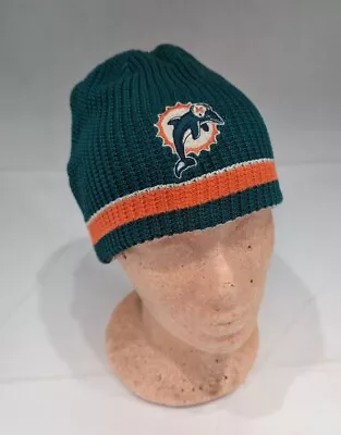 Vintage NFL Miami Dolphins Reebok Adult Reversible Winter Knit Hat Cap Beanie • $27.99
