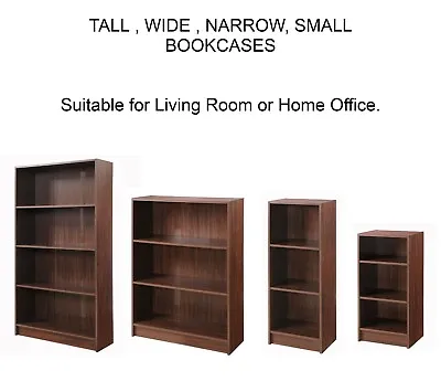 £36.95 • Buy Wooden Bookcase Tall Bookshelf Storage Shelf Unit Book Shelves Walnut Furniture