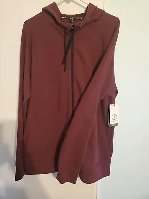 Gaiam Mens Large Red Wine Full Zip Hoodie Fitness Slim Fit L/S Shirt • $25