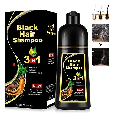 Instant Black Hair Dye Shampoo 3 In 1 For Gray Hair Coverage For Women & Men • $21.99
