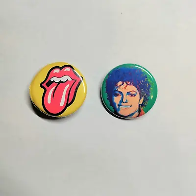 Michael Jackson The Rolling Stones 2 Classic Pinback Buttons New In Package • $2.24