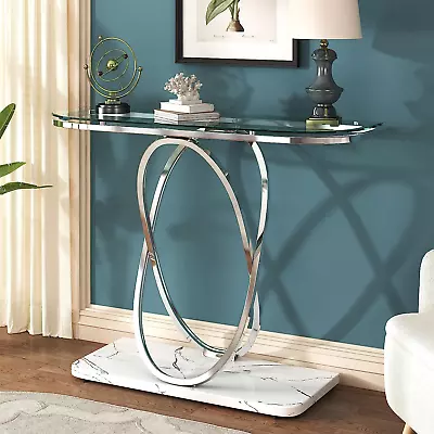 Modern Console Tables For EntrywayGlass Entrance Table With Oval Frames And Mar • $215.27