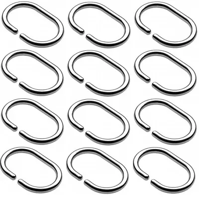 Croydex Pack Of 12 Polished Chrome Finish C Shape Bathroom Shower Curtain Rings • £5.99