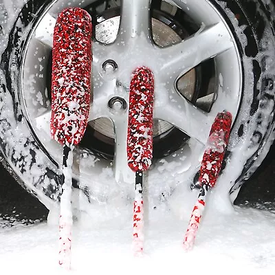 3PCS Car Wheel Brush Barrel Brush Rims Tire Seat Engine Wash Cleaning Kit Auto • $17.50