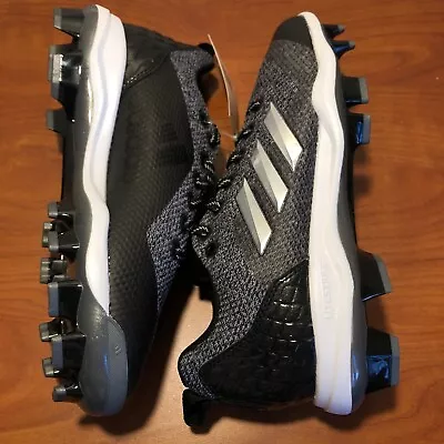 Adidas Men 7 Cleats Athletic Shoes Baseball Softball Black Spikes PowerAlley NWT • $48