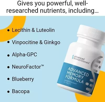 Advanced Memory Formula Brain Booster Supplement For Memory And Focus60 Tablet • $41.50