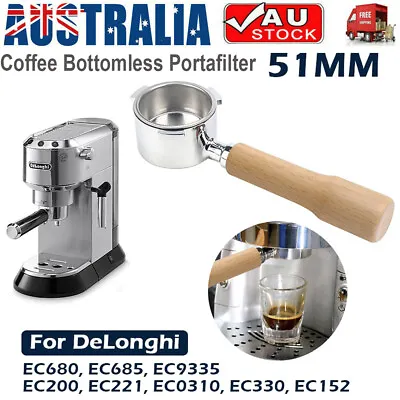 $23.91 • Buy Espresso Portafilter 51mm For Delonghi EC685 EC680 Coffee Bottomless Portafilter