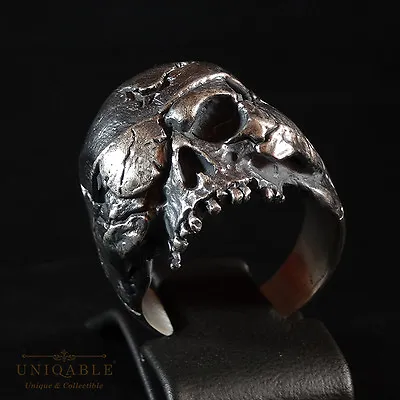 Pirate Skull Ring Men Silver Biker Mens Gothic Vintage Masonic All Size UNIQABLE • $134.10