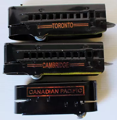 3 O Marx Tin Articulated Passenger Cars: Canadian Pacific Toronto Cambridge • $36.38