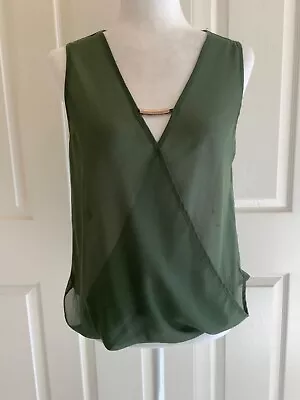 Mine Sheer Sleeveless Women's Green  V Neck Pullover Top Size M • $15.95