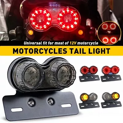 Smoke Motorcycle LED Dual Tail Light Turn Signal Brake License Plate Lights ATV • $24.99