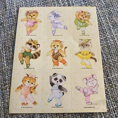 Vintage 1985 Gibson Stickers Animal  Ballet Dancers 1 Sheet Ballerina Panda Bear • $19.99