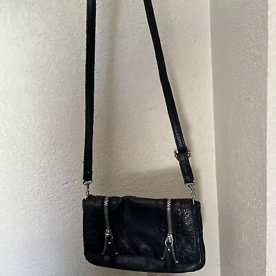 Linea Pelle Handbag Women's Black Leather Cross-Body Shoulder Strap • $20