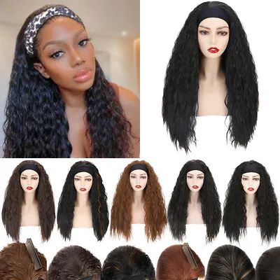 Women Wig Yaki Straight Wavy Daily Headband Wigs Natural Fake Hairband Wigs Hair • £21