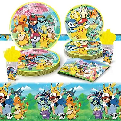 Pokemon Pikachu Tableware Party Supplies Plates Balloons Kids Birthday • $23.99