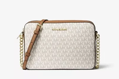 Michael Kors Bag JET SET ITEM LG Ew Crossbody Vanilla/Acorn 35F8GTTC3B • $73.98