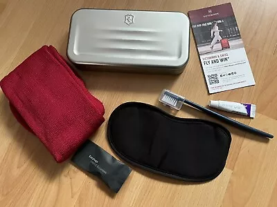 £14.99 • Buy SWISS Business Class Amenity Kit Victorinox Collectible Box Socks Eye Mask NEW