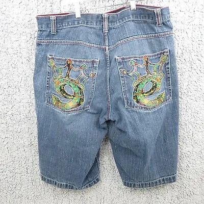 Evolution In Design Denim Shorts Men's Size 40 Embroidered Hip Hop Urban 40 X 13 • $14.95