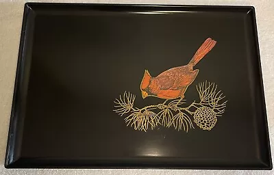 VINTAGE COUROC Of MONTEREY Cardinal MID CENTURY INLAID TRAY 18 Inch -Stunning • $43