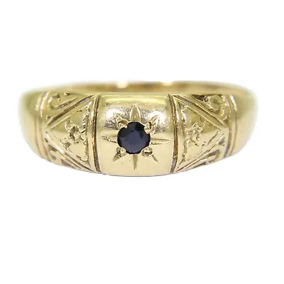 Vintage Sapphire 9ct Yellow Gold Band Ring Size O 1/2 ~ 7 1/2 • $398.96