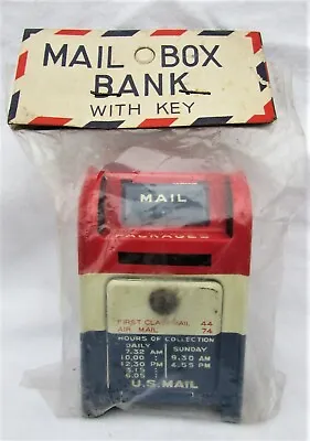 Vintage Mini US Mail Box Tin Bank Made In Japan W/ Key In Original Bag • $20