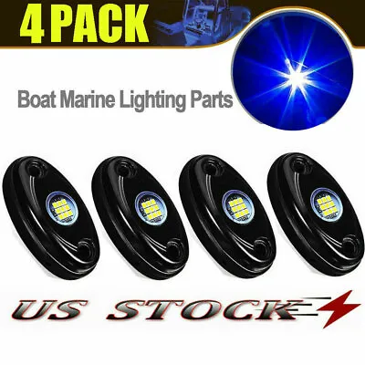 4PCS Boat Marine LED Courtesy Lights Blue Cabin Deck Stern Light Aluminium Metal • $19.38