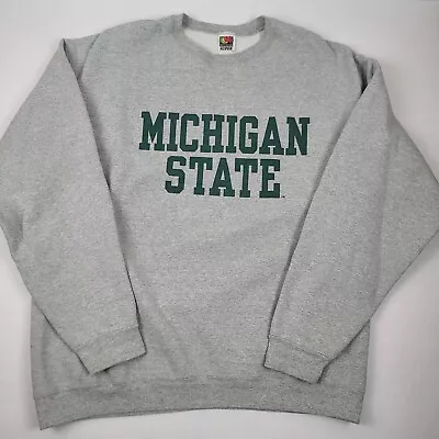 Vintage 90s Michigan State University Spartans Sweatshirt Mens XL Sweater Gray • $39.90